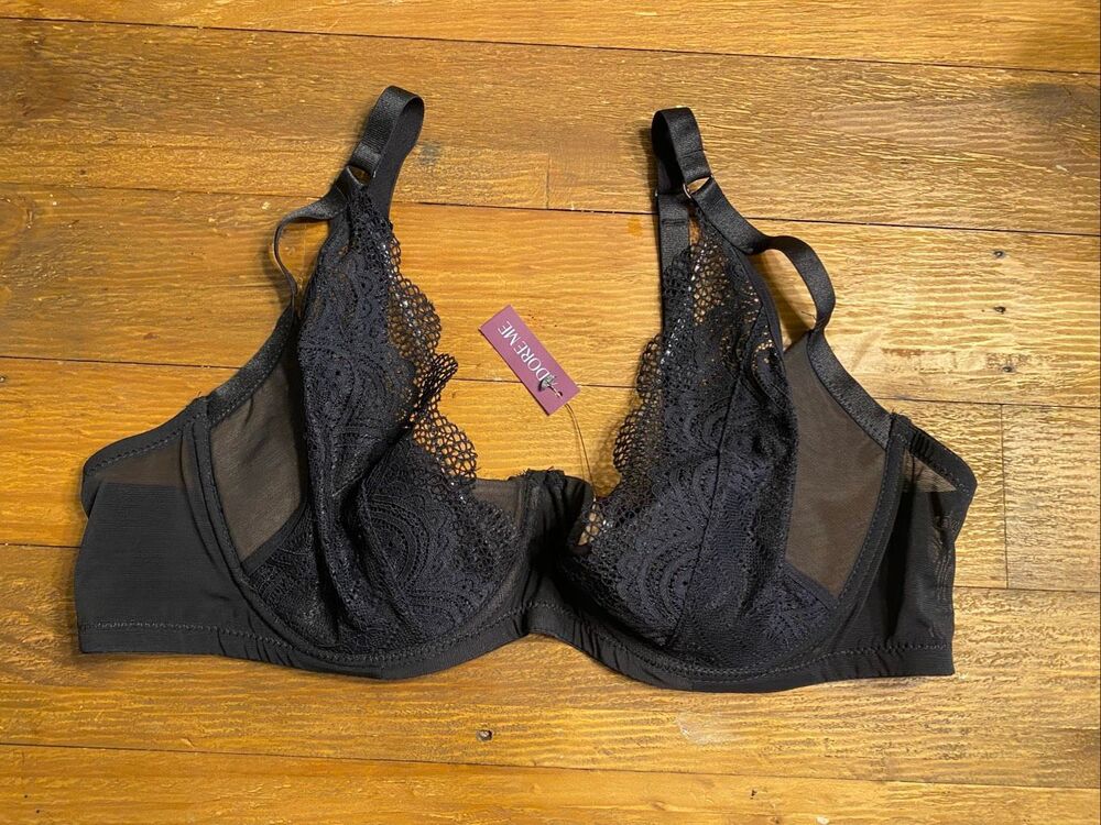 Adore Me 42C NWT Black Kaia Unlined Quarter Cup Bra lingerie lace